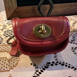 HTF Vintage Coach Red Mini City Bag Keychain Coin Purse